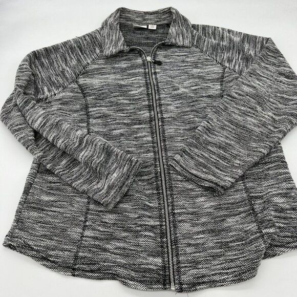 Chicos textured black white full zip jacket size medium - Picture 1 of 4